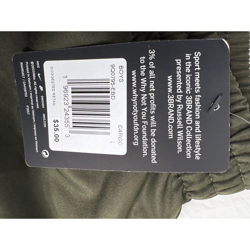 Nike Boys Cargo Shorts Olive Green Russell Wilson 3 Brand Size L 12-13 yrs - Picture 8 of 10